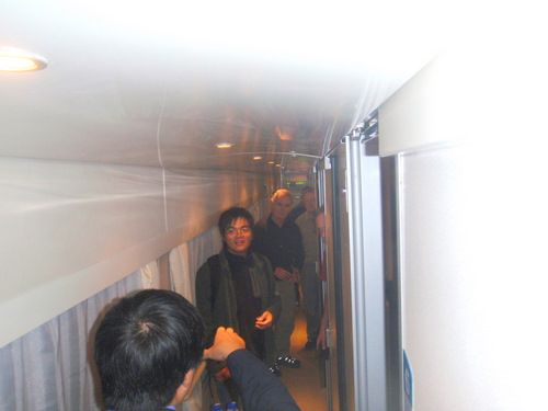 We're on the train.